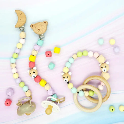 Teddy Bear Wood Beads