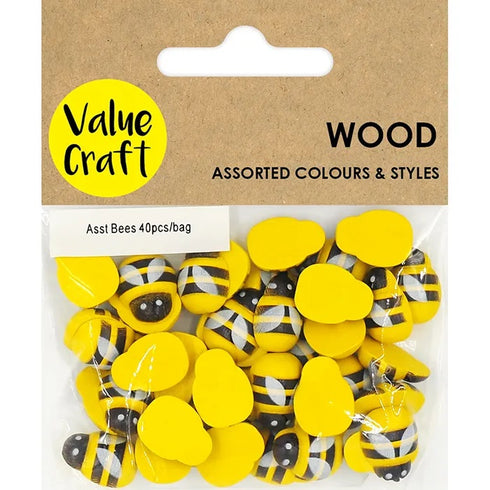 15mm Wooden Bees Embellishment