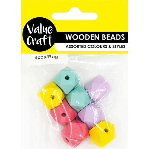 16mm Pastel Colours Geo Wood Beads