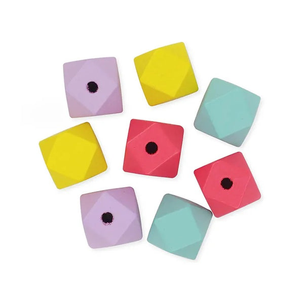 16mm Pastel Colours Geo Wood Beads
