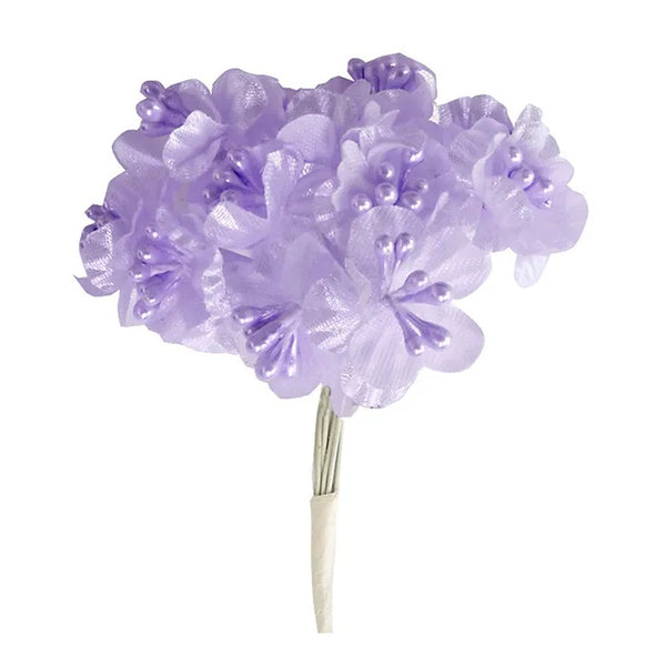 17mm Polyester Flower with Mini Pearl Stamens (available in 4 colours)