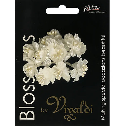 17mm Polyester Flower with Mini Pearl Stamens (available in 4 colours)