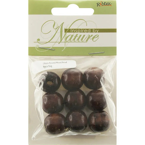 18mm Dark Brown Round Wooden Beads