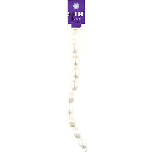 18mm Oblong Dimpled Pearl Strung Beads