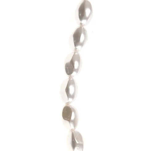 18mm Oblong Dimpled Pearl Strung Beads