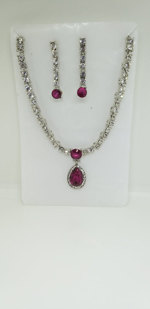 Pink Necklace & Earring Beads Jewellery