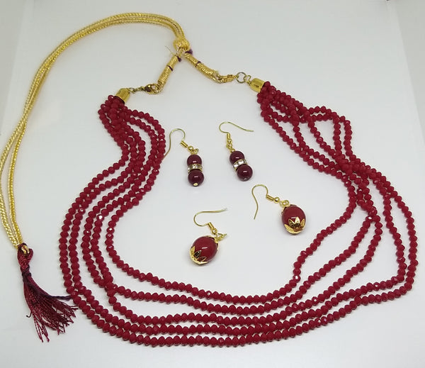 Red Necklace & Earring Beads Jewellery