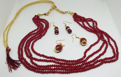Red Necklace & Earring Beads Jewellery