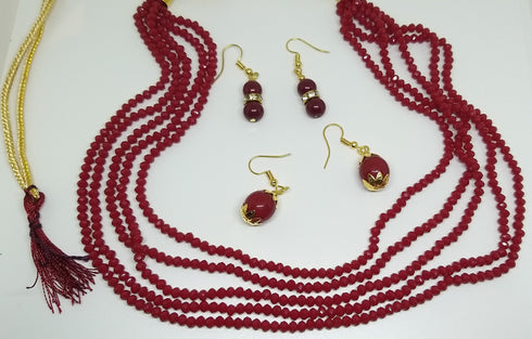 Red Necklace & Earring Beads Jewellery