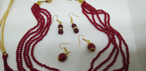 Red Necklace & Earring Beads Jewellery