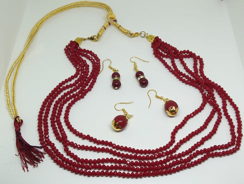 Red Necklace & Earring Beads Jewellery