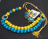 Yellow & Blue Handmade Necklace & Earring Silk Thread Jewellery