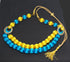 Yellow & Blue Handmade Necklace & Earring Silk Thread Jewellery