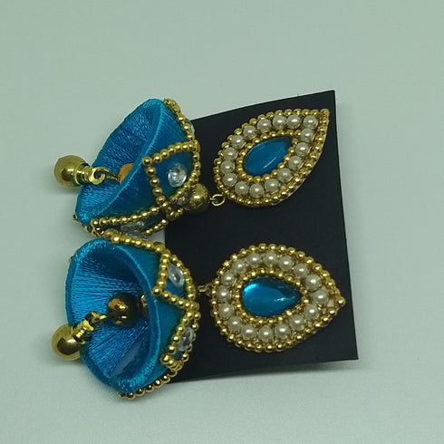 Yellow & Blue Handmade Necklace & Earring Silk Thread Jewellery