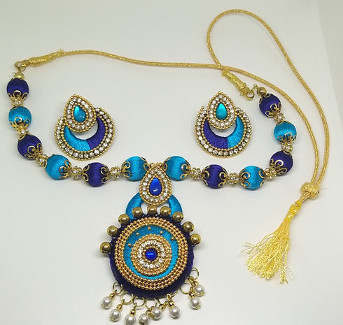 Blues Handmade Necklace & Earring Silk Thread Jewellery