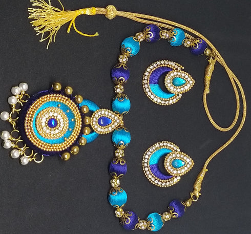 Blues Handmade Necklace & Earring Silk Thread Jewellery