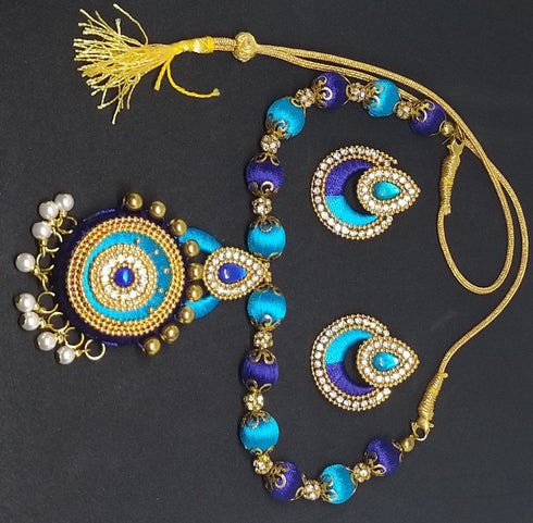 Blues Handmade Necklace & Earring Silk Thread Jewellery