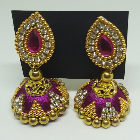 Blue & Pink Handmade Necklace & Earring Silk Thread Jewellery