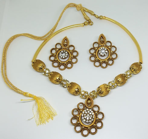 Gold Handmade Necklace & Earring Silk Thread Jewellery