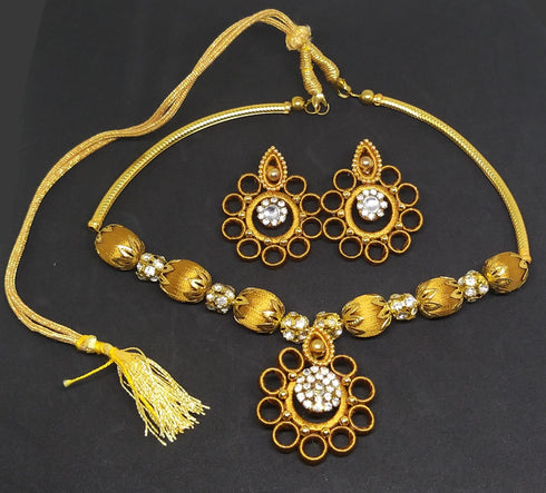 Gold Handmade Necklace & Earring Silk Thread Jewellery