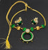 Green & Gold Handmade Necklace & Earring Silk Thread Jewellery