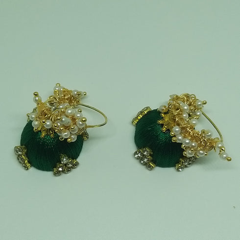 Green & Gold Handmade Necklace & Earring Silk Thread Jewellery
