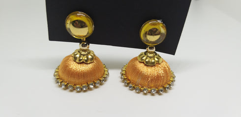 Yellow Handmade Silk Thread Earring Jewellery