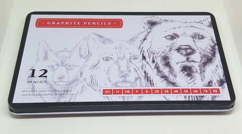 12Pk Tin Box Graphite Pencils | Lead Pencil | Artist Graphite Drawing Pencils | AussieSuperStore