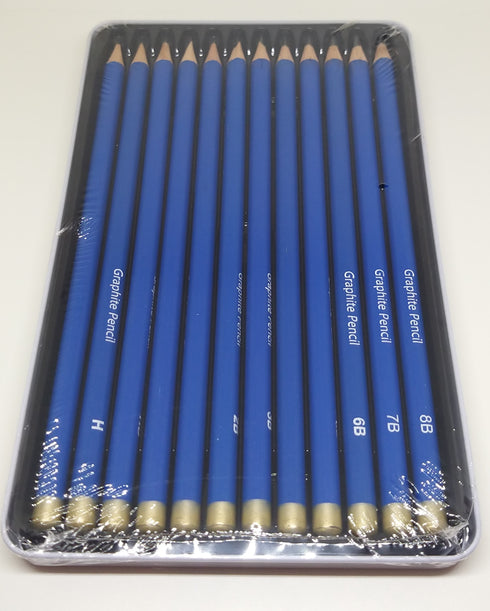 12Pk Tin Box Graphite Pencils | Lead Pencil | Artist Graphite Drawing Pencils | AussieSuperStore