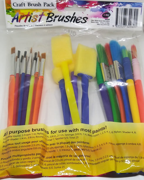 25 Pack Artist Brushes (in 2 varieties) | Art Paint Brushes | AussieSuperStore
