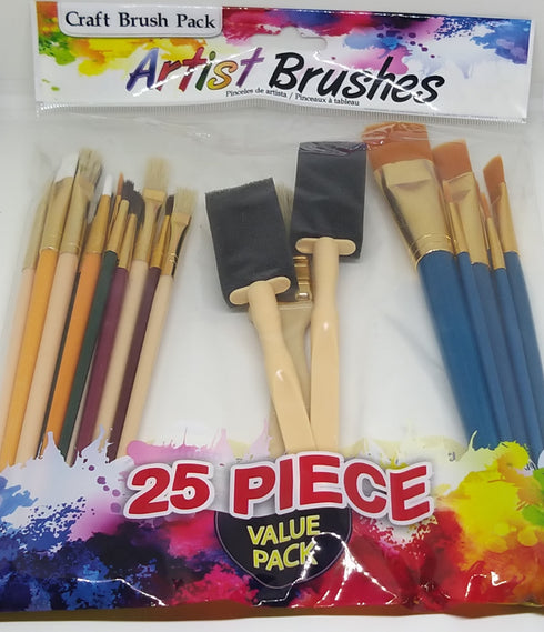 25 Pack Artist Brushes (in 2 varieties) | Art Paint Brushes | AussieSuperStore