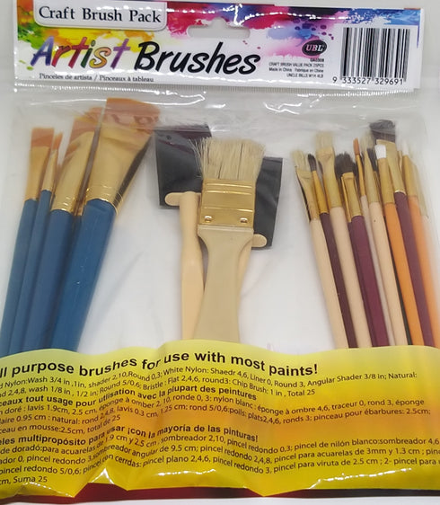 25 Pack Artist Brushes (in 2 varieties) | Art Paint Brushes | AussieSuperStore