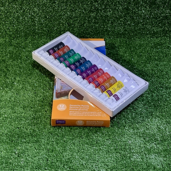 12 Colour Derwent Academy Gouache Paint Tubes