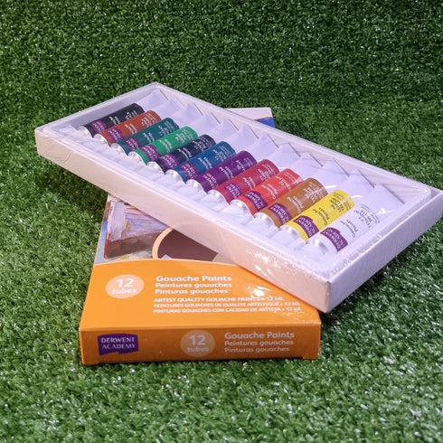 12 Colour Derwent Academy Gouache Paint Tubes