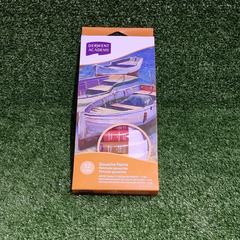 12 Colour Derwent Academy Gouache Paint Tubes