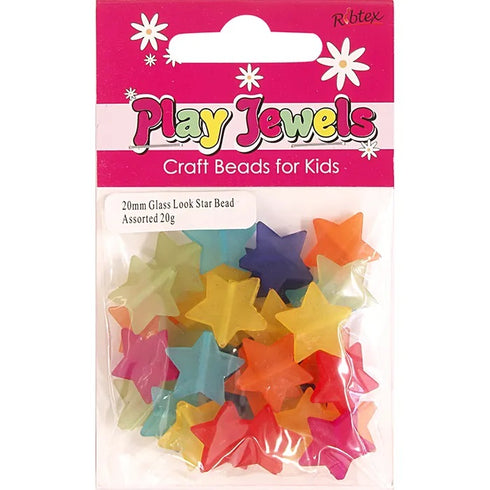 20mm Plastic Glass Look Star Shape Beads