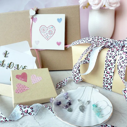 Leopard with Pink Hearts Grosgrain Ribbon