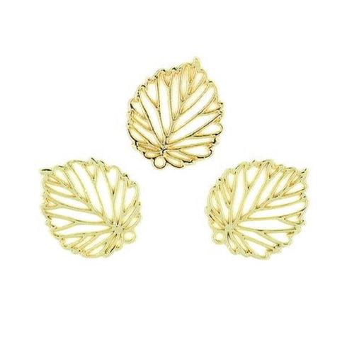 22mm Gold Colour Leaf Charms