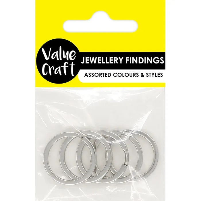 25mm Silver Colour Flat Split Rings Keychain Making Accessories DIY