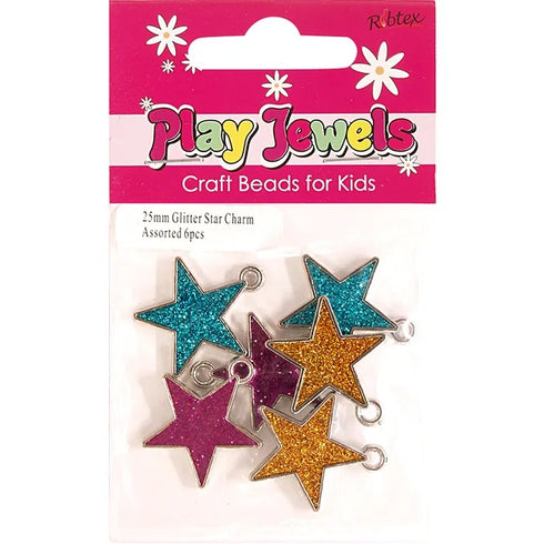 25mm Glitter Star Shape Charms