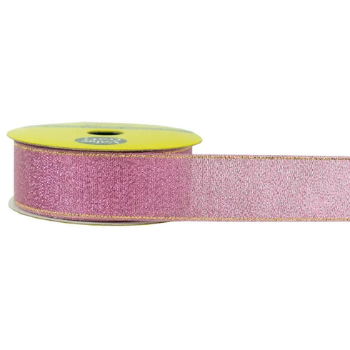 25mm Nylon Metallic Pink Colour Taffeta Ribbon