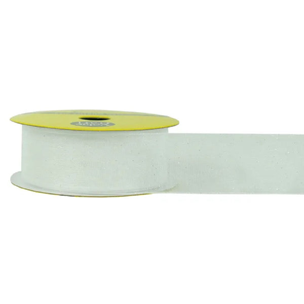 25mm Organza with Glitter White/Silver Ribbon