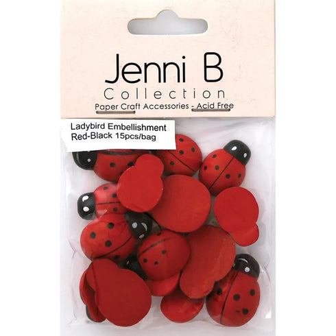 25mm x 15mm Wooden Ladybugs Embellishment