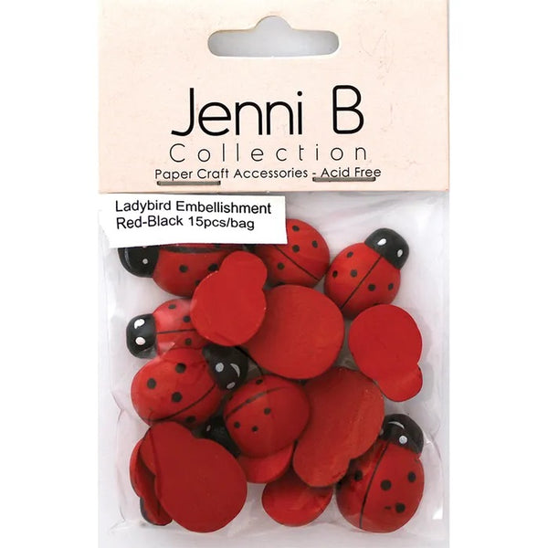 25mm x 15mm Wooden Ladybugs Embellishment