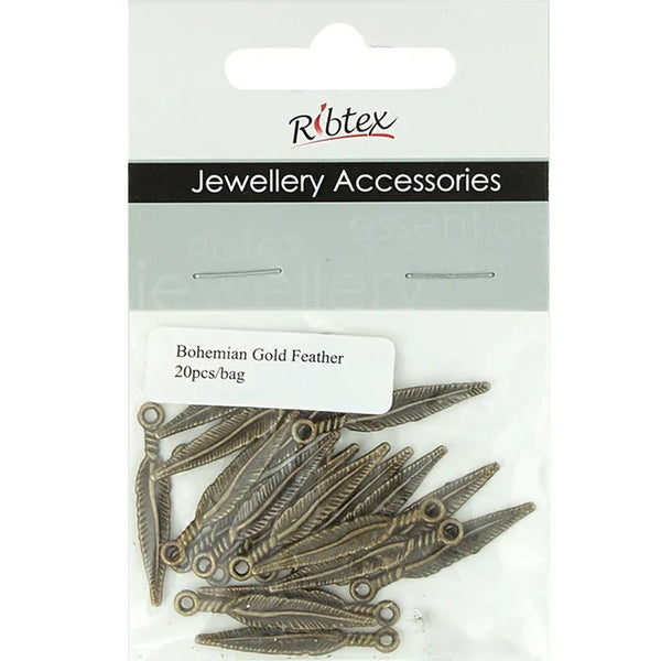 28mm Metal Alloy Feathers Charms