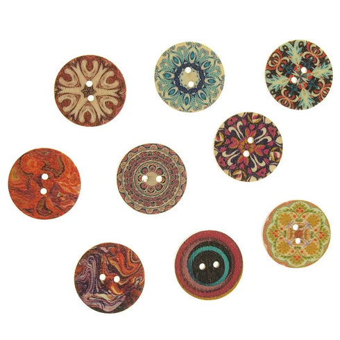 2cm Assorted Design Wooden Buttons