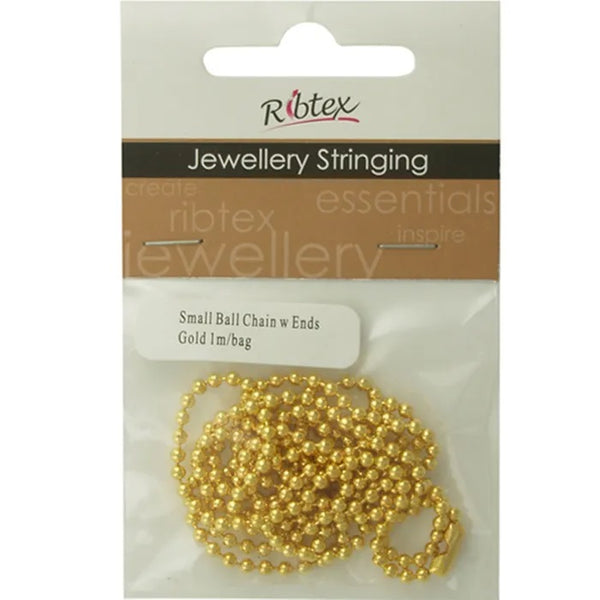 2mm Metal Alloy Ball Chain with Ends (available in 4 colours)