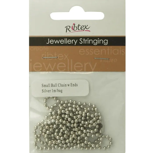 2mm Metal Alloy Ball Chain with Ends (available in 4 colours)