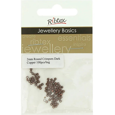 2mm Round Metal Alloy Crimpers (available in 8 colours)