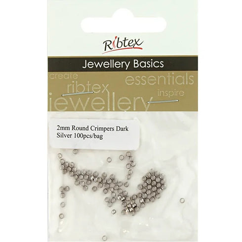 2mm Round Metal Alloy Crimpers (available in 8 colours)